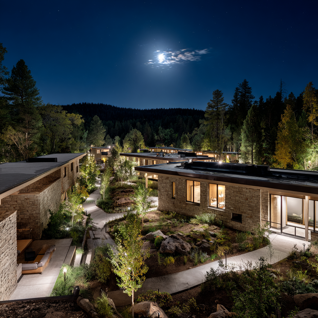 Outdoor meditation garden at Lighthouse Wellness in Chico, California